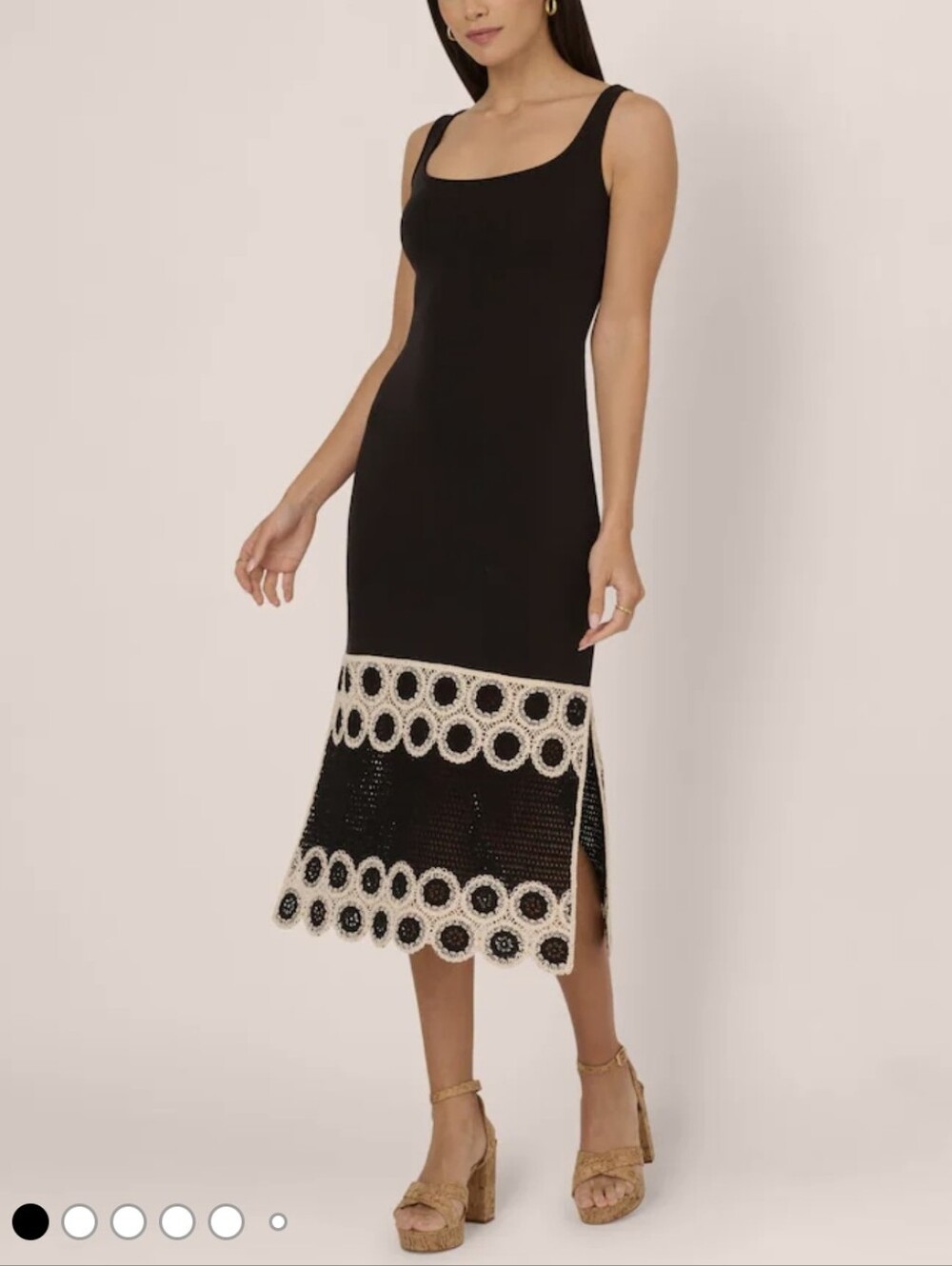 Adrianna by Adrianna Papell Women's Crochet Midi Sheath Dress Black-Size 16